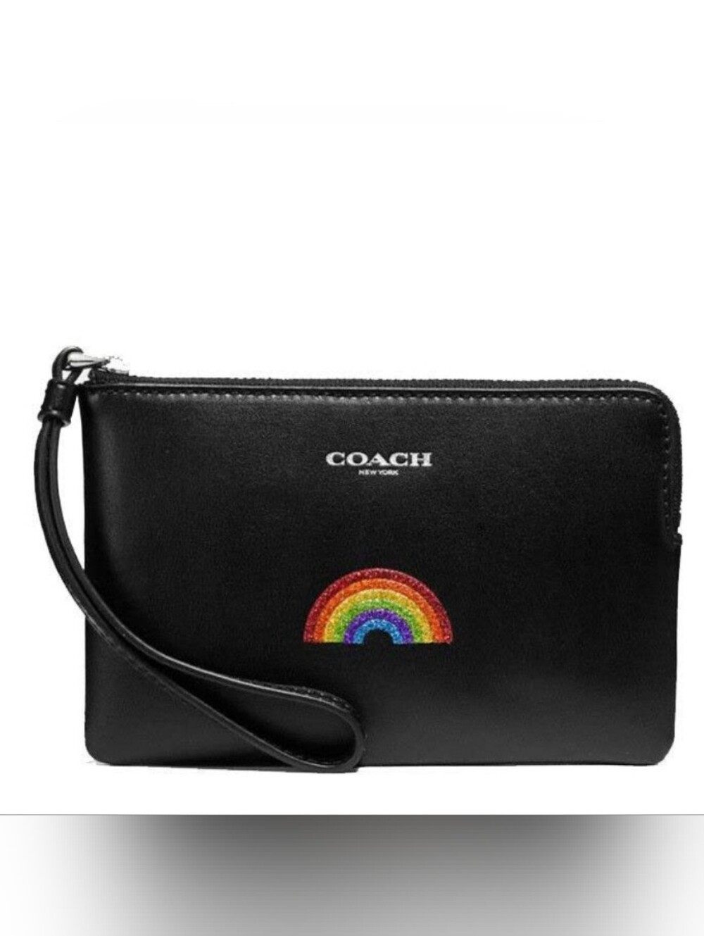 Coach Corner Zip Wristlet With Rainbow Patch